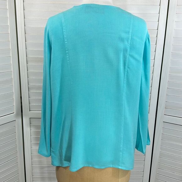 Chico’s Turquoise Blue Lightweight Cardigan Size 2 Large Size 12 - Picture 9 of 16